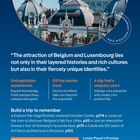 "The attraction of Belgium and Luxembourg..." Oben das Logo von Lonely Planet. Im Hintergrund ein beeindruckendes Gebäude.