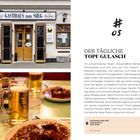 Texte im Bild: "GASTHAUS zum SIEG", "DER TÄGLICHE TOPF GULASCH", "Gasthaus zum Sieg, Haidgasse 8, 1020 Wien", "+43 1 214 46 53". 
Zu sehen ist ein traditionelles Gasthaus mit rustikaler Einrichtung und gedecktem Tisch mit Gulasch und Bier.