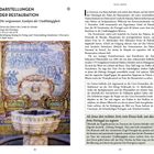 "Darstellungen der Restauration. Die vergessenen Azulejos der Unabhängigkeit..." Links Azulejo-Szene mit Brunnen. Rechts Text über portugiesische Geschichte.