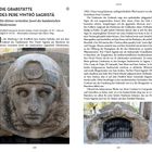 Links steht "DIE GRABSTÄTTE DES PERE VINTRÓ SAGRISTÀ" und weiterführende Details. Text beschreibt ein Jugendstil-Grabmal. Es gibt Fotos mit detaillierten Steinfiguren.