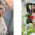 Texte: "p.10 Valeria," "p.11 Zoe." Links eine Frau mit Blumen im Haar, rechts ist eine Frau mit offener Jacke in einem Garten.