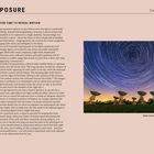 LONG EXPOSURE, LAYER TIME TO REVEAL MOTION. Unter einem Sternenkreis stehen mehrere Radioteleskope.