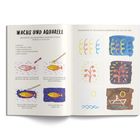 Titel: "Wachs und Aquarell". Anleitung zur Kombination von Wachsmalstiften und Aquarell, mit bunten Beispieldarstellungen.