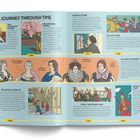 "A JOURNEY THROUGH TIME" steht oben. Darunter Illustrationen: Ottoman Empire, Martin Luther, Age of Queens, Great Northern War.