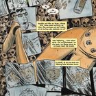 Texte: "Pistole am Tatort...", "Mia... wach auf!", "Ampullen und Pillen...", "Halsverletzung...", "Zu schnell...". 

Es ist eine gezeichnete Collage mit Gesichtern, Hand und Tabletten.