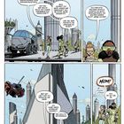 Panel mit futuristischer Stadt. Zwei Frauen reden über einen Pod und suchen Jettie. Ein Mädchen ruft "Mom!".