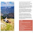 Text links: 
Wer hier lang läuft, merkt schnell, wie viel Mühe die Wegwarte investieren, um diesen Pfad in Schuss zu halten.

Text rechts (in einem roten Kasten):
GUT ZU WISSEN

Links ein Foto: Eine Person sitzt mit einem Hund auf einer Wiese und blickt auf ein Bergpanorama.