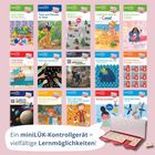 Eine Collage von miniLÜK-Heften, darunter "Lesen", "Tiere im Wald", und "Sicher im Straßenverkehr".