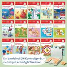 „Ein bambinoLÜK-Kontrollgerät = vielfältige Lernmöglichkeiten!“ zeigt ein Kinderlernset mit bunten Symbolen.