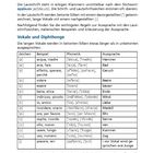 Hinweise zur Aussprache und zur Lautschrift. Tabelle zu Vokalen mit Zeichen, Beispiel, Phonetik, Aussprache.