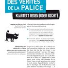 „DES VÉRITÉS DE LA PALICE KLARTEXT REDEN (ODER NICHT)“ steht oben. Illustration einer schwarzen Katze links. Text darunter erklärt Redewendungen.