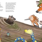 Texte beschreiben einen Fall: Eine Maus erklärt, dass der Ast nicht abgebrochen, sondern älter ist. Tiere um den Ast herum.