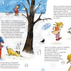 Text: „Winter WINTER“, „Magst du mit uns aufstampfen?“  
Illustration von Kindern im Schnee beim Spielen. Ein Schneemann wird gebaut und zwei Erwachsene lächeln.