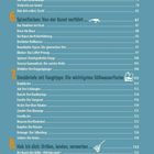 Inhalt mit Kapiteln über Grundangeln, Spinnfischen, Süßwasserfische und Drillen. Enthält Seitenzahlen.