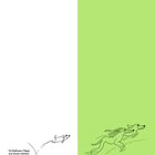 Für Balthasar, Filippa und Jeroen natürlich. Illustration: Ein Hund springt, eine Figur und Hund laufen. Links weiß, rechts grün.