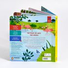 "Entdecke die Welt der Vögel!" auf dem Cover eines Kinderbuchs mit Flamingos und farbenfrohem, natürlichem Hintergrund.