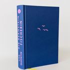 Buchtitel: "Die Bernsteinfischerin". Autorin: Lisa Quentin. Blaues Buch mit gelbem Leseband und pinken Möwen auf dem Cover.