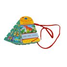 "Mini Bandolino Dinosaurier, LERN·SPIEL·SPASS." Kartenset mit roter Schnur, zeigt einen fröhlichen Dinosaurier.