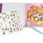 Text "Sushi Bar" und "Pariser Konditorei" über bunten Stickern und einem Comic-Sushi-Restaurant.