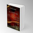 "Peter Dempf: Im Auftrag der Fugger. Teufelsreigen. Historischer Roman." Dunkles Cover mit architektonischer Skizze.