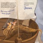 Erzählung von Mäusen auf einem Boot im Sturm. Ein Kranz aus blauen Blumen fliegt weg. Eine Person schläft tief auf einem Kissen.