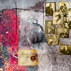 Eine Collage mit einem Brief, der "Für jene die ich liebe" zeigt, einem roten Wappen und alten Porträtfotos.
