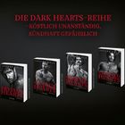 DIE DARK HEARTS-REIHE – KÖSTLICH UNANSTÄNDIG, SÜNDHAFT GEFÄHRLICH. Vier Buchcover mit muskulösen Männern.