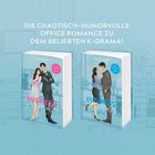 DIE CHAOTISCH-HUMORVOLLE OFFICE ROMANCE ZU DEM BELIEBTEN K-DRAMA! Zwei Bücher mit romantischen Paaren auf blauen Covern.