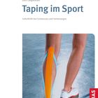 Text: "John Langendoen, Taping im Sport, Soforthilfe bei Schmerzen und Verletzungen." 
Zu sehen sind Beine mit farbigem Tape und Sportschuhen.