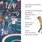 „Jeder Spieler hat 6 Versuche“, erklärt Sara. Kinder spielen Minigolf in einer bunten, fantasievollen Umgebung.