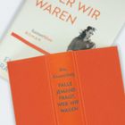 Text: "Eva Kranenburg, FALLS JEMAND FRAGT, WER WIR WAREN." Orange Buchrücken, helles Cover mit schwarz-weißem Foto.