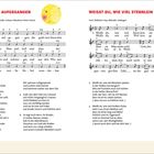 Links: "Der Mond ist aufgegangen" mit Text von Matthias Claudius. Rechts: "Weißt du, wie viel Sternlein stehen?" mit Text von Wilhelm Hey.
