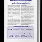 Der Text „Der Große Mondkalender 2027: Mein Mondtagebuch“ steht groß oben. Darunter sind Absätze über Mondphasen und Tierkreiszeichen. Unten zeigt eine Grafik die Mondphasen und Tierkreiszeichen mit Symbolen.