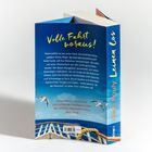 Text: "Volle Fahrt voraus! Gisa Pauly Leinen los". Illustration eines Kreuzfahrtdecks mit zwei Möwen.