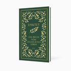 "Epiktet: Das Buch vom geglückten Leben. Insel. Dunkelgrünes Cover mit goldenen Blatt- und Olivenmotiven."