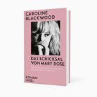 CAROLINE BLACKWOOD, DAS SCHICKSAL VON MARY ROSE. Schwarz-weißes Foto einer Frau mit blondem Haar auf rosa Hintergrund.