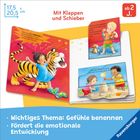 Mit Klappen und Schieber, ab 2 J. Wichtiges Thema: Gefühle benennen, fördert die emotionale Entwicklung.