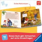 "Erstes Naturwissen" und "Dieses Buch gibt Antworten auf erste Kinderfragen" sind die Haupttexte. Die Illustration zeigt Kinder im Wald.
