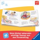 „Diese Bücher behandeln wichtige Themen aus dem Kinderalltag.“ Illustration: Szenen einer Geburt und Vorlesen mit Oma.