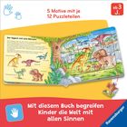 5 Motive mit je 12 Puzzleteilen. Ab 3 J. Mit diesem Buch begreifen Kinder die Welt mit allen Sinnen. Dinosaurier-Illustration.