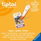 "Der Schaufelradbagger wird vor allem für den Kohleabbau eingesetzt." Notizblock mit Stift und Tiptoi-Logo.