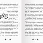 Seiten mit dem Text eines Buches, Kapitel sieben. Eine Abbildung zeigt ein Fahrrad mit einigen dekorativen Elementen.