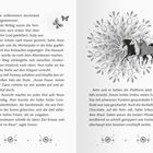 Links ist Text über Ruby und Fantasy; rechts ein Reiter und zwei Pferde vor einem floralen Muster mit Hufeisen.