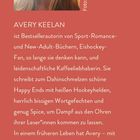 Text über Autorin Avery Keelan. Beschreibt ihre Bücher und Leben in Kanada. Enthält einen Instagram-Handle und Website.