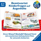 Beantwortet Kinderfragen auf Augenhöhe. Buchseiten mit farbigen Illustrationen von Fahrzeugen und Texten zu Müllautos und Omnibussen.
