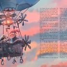 Texte beschreiben ein Abenteuer mit Kalle und Flick. Illustration zeigt einen Heißluftballon mit Kalle und einem Tier.