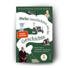 Text: "Mehr Geschichten aus der Geschichte", "SPIEGEL Bestseller-Autoren", "Auf den Spuren verblüffender Erfindungen und kurioser Tüfteleien". Eine Collage aus historischen Figuren und Erfindungen mit grünem Hintergrund.