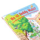 Titel: "Wo ist Teddy Mutz? Eine Wimmelgeschichte von Januar bis Dezember" von Maike Harel, Dorothea Blankenhagen. Cover mit buntem Baum.