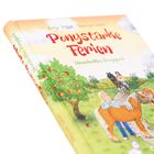 Text: "Ponystarke Ferien", "Unverhofftes Ponyglück". Illustration: Kinder mit Ponys in einer ländlichen Landschaft.