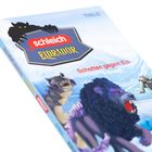 "Schatten gegen Eis". Illustration: Fantasie-Kreaturen vor eisiger Landschaft, zentrales Logo trägt "schleich Eldrador".